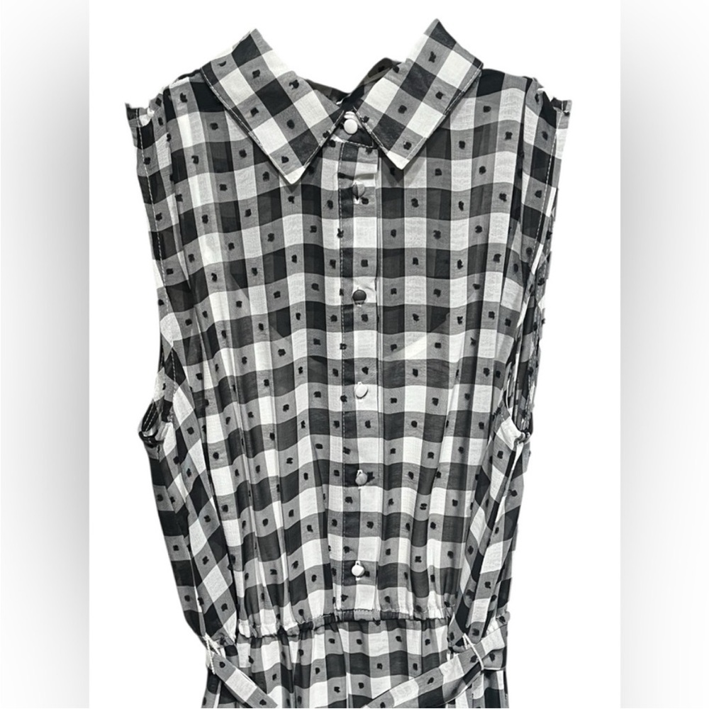 NWT Nanette Lepore Gingham Black and White Collared Shirt Dress - Size 4 - Picture 4 of 12